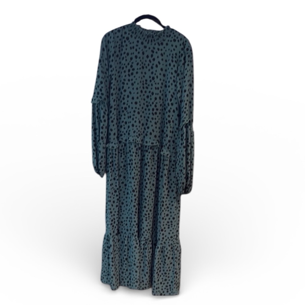 missguided green and black leopard print smocked maxi dress size small tall
